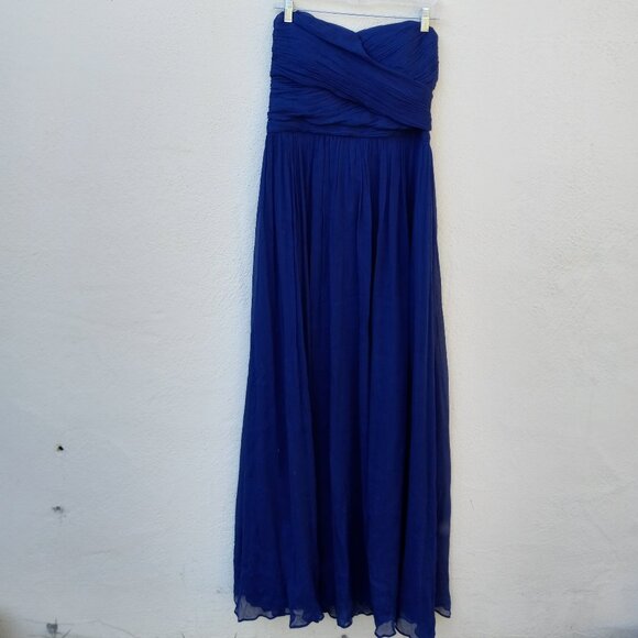 J Crew Long Silk Strapless Plisse Gown Sz 12 Black Tie Wedding Guest Formal - Picture 1 of 15